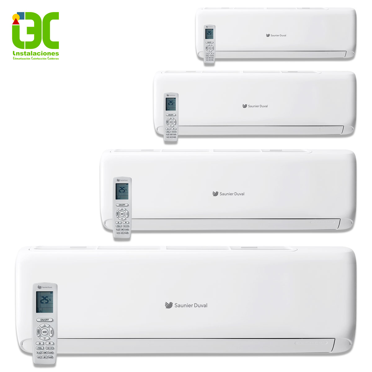 Aire Acondicionado 4×1 Saunier Duval SDH1-080MNA4O (U.Ext.) + Vivair Lite SDHB1- 025SNW (U.Int.) (x3) + Vivair Lite SDHB1- 035SNW (U.Int.) (WiFI inc)